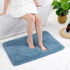 Blue Bathroom Rug 24x36 Non Slip Fluffy Bath Mat for Bathroom Floor Washable Plush Luxury Bath Rug for Tub Soft Shaggy Absorbent Shower Sink Mat