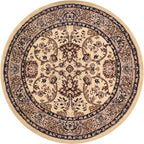 Unique Loom Sialk Hill Collection Area Rug - Washington (4' 1" Round Ivory/Black)