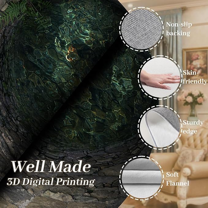 3D Hole Area Rug for Bedroom, 5x6ft, Visual Illusion Stone Cave Trap Design Home Decorative Rugs, Breathable Anti Skid Dirty Resistant Washable Soft Large Carpets for Family Indoor