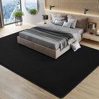 Modern Large Area Rug for Bedroom Living Room, 4x6 Feet Black Thickened Memory Foam Washable Rugs, Non-Slip Soft Minimalist Solid Indoor Carpets for Boys Girls Nursery Room Décor