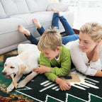 YHSF South West Native American Area Rug C318 - Easy Clean, Thick, Soft, Durable Native Tribal American Indian Inspired Rug for Bedroom/Living Room and More - Hunter Green, 2 ft 4 in x 10 ft 11 in