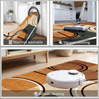 Modern Wavy Circles Area Rug 4x6ft, Geometric Design Low Pile Carpet, Soft & Non-Slip Washable Mat for Living Room, Bedroom, Dining Room