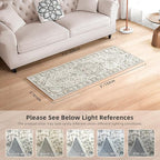Runner Rug 2x5 Rug Boho Small Washable Area Rugs for Entryway Bathroom Kitchen, Hallway Runner Rugs Soft Low Pile Non-Slip Rubber Backing Oriental(Border Cream