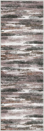 Modern Abstract Runner Rug 2x5, Dark Light Brown White Washable Kitchen Runner Entryway Rug Mat Non-Slip Soft Hallway Rug Runner Thin Print Faux Wool Carpet for Bedroom Laundry Room Indoor