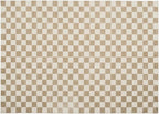 Revival Rugs Gambit 6'7"x9' Checkered Rug Washable Area Rug for Living Room Bedroom - 100% Recycled Oeko-TEX Certified, Medium Pile, Camel, Beige