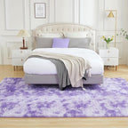 Andency Soft Area Rugs for Living Room Bedroom, 3x5 Non-Slip Fluffy Shag Carpet, Indoor Floor Fuzzy Shaggy Living Room Plush Rug for Kids Dorm Nursery Home Decor Aesthetic, Tie-Dyed Purple