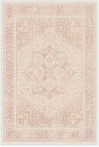 RUGGABLE Washable Area Rug – Kamran Soft Pink 4x6, Stain-Resistant, Non-Slip – Medium Machine Washable Rugs for Living Room, Bedroom, Hallway, Entryway & Office–with Standard Pad