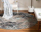 Unique Loom Trellis Frieze Collection Area Rug - Geometric (4' Round, Blue Multi/ Ivory)