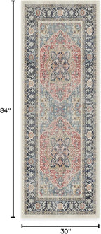 RUGGABLE Washable Vintage Runner Rug – Kamran Cayenne Red 2.5x7, Stain-Resistant, Non-Slip Hallway Runner – Machine Washable Rug for Hallway, Entryway, Living Room & Kitchen–with Standard Pad