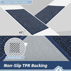 BEQHAUSE Dirt Trapper Door Mat 24" x 60", Non-Slip Washable Doormats Entrance Mat, Dirt Resistant and Absorbent Welcome Mat, Low Profile Floor Mats for Front Back Door and Entryway, Blue