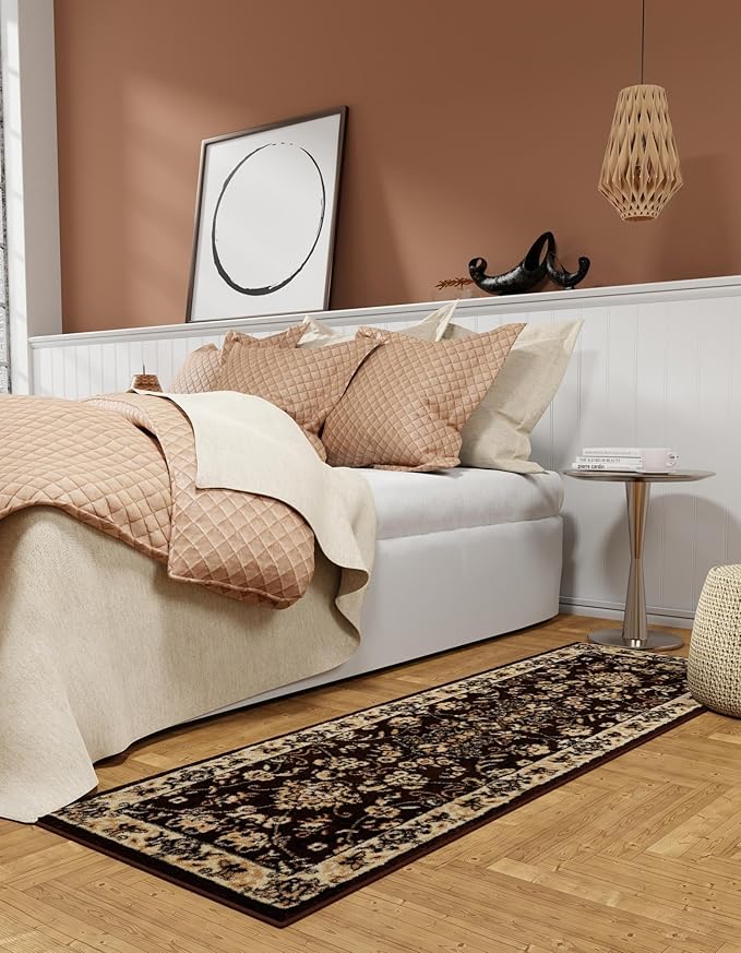 Unique Loom Sialk Hill Collection Area Rug - Washington (2' 7" x 10' Runner Brown/Black)
