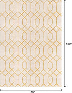 Unique Loom Marilyn Monroe Glam Collection Area Rug - Trellis (7' 1" x 10' Rectangle, White Gold/ Gold)