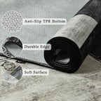 Tepook Modern Area Rug for Living Room, 8x10 Geometric Large Rugs for Bedroom, Washable Patchwork Rug Indoor Non-Slip Throw Carpets for Dining Room Office Farmhouse Home Decor, Black and White