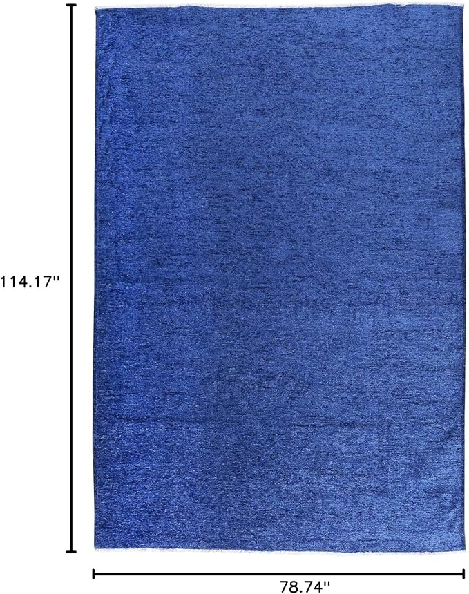 Alfa Rich 7x10 Dark Blue Washable Area Rugs for Living Room Bedroom Kitchen Cotton Decor Solid Rug