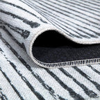 Bloom Rugs Caria Washable Non-Slip 12 ft Runner - Ivory/Black Striped Runner for Entryway, Hallway, Bathroom, and Kitchen - Exact Size: 2'6" x 12'