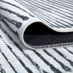 Bloom Rugs Caria Washable Non-Slip 10 ft Runner - Ivory/Black Striped Runner for Entryway, Hallway, Bathroom, and Kitchen - Exact Size: 2'6" x 10'