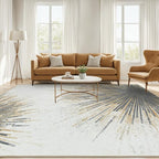 Lahome Modern Large Living Room Rug - Machine Washable Area Rug 6x9 Non-Slip Soft Bedroom Carpet, Abstract Print Indoor Throw Ultra-Thin Carpet for Dining Room Table Office Home (Gold/Gray, 6'x9')