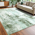 Washable Abstract Rug, 6x9 Modern Area Rugs with Non-Slip Rubber Backed for Living Room, Thin but Soft Contemporary Carpet Kitchen Bedroom Dining Room Decor, Green