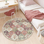 Lahome Moroccan Trellis Round Area Rugs, Washable Small Round Rug 3ft Non-Slip, Soft Vintage Ultra-Thin Circle Carpet for Bedroom Entryway Kitchen Laundry Bathroom, Orange/Terracotta