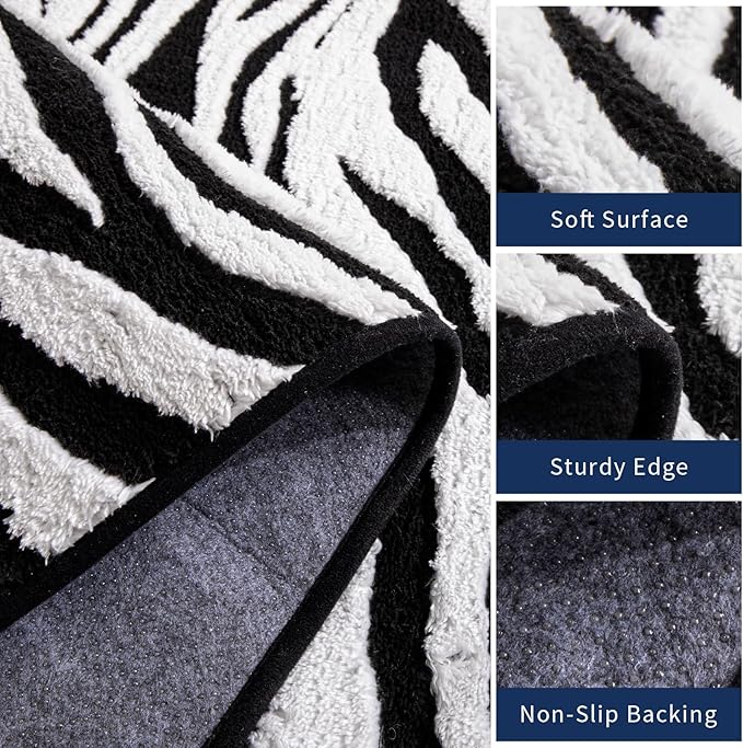 YIHOUSE 5×7 Ft Area Rugs, Black and White Modern Abstract Rug, Washable Plush Soft Zebra Print Carpet, Non-Slip Non-Shedding Rug for Living Room, Bedroom, Playroom, Home Office Decor