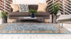 Unique Loom Sialk Hill Collection Area Rug - Washington (9' x 12' Rectangle Light Blue/Navy Blue)