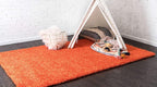 Unique Loom Solid Shag Collection Area Rug (4' 1" x 6' 1" Rectangle, Tiger Orange)