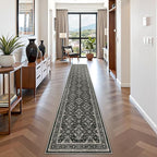 WITSHOCK Black Boho Washable 2x8 Kitchen Runner Rug,Vintage Neutral Hallway Rugs for Entryway,Soft Distressed Floor Mat for Bedroom,Entrance,Indoor Back Door(Black,2x8)