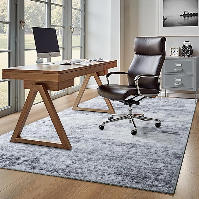 Toneed Abstract Area Rug 5x7 Modern Washable Rug Soft Non Slip Rug Low Pile for Bedroom Living Room Dining Room Grey