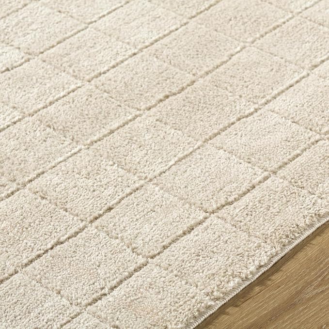 Livabliss x Our PNW Home Cascade Minimalist Grid Area Rug, 2'7" x 7'3", Light Beige