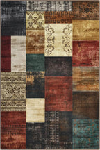 Tepook Modern Area Rug for Living Room, 4x6 Geometric Large Rugs for Bedroom, Washable Patchwork Rug Indoor Non-Slip Throw Carpets for Dining Room Office Farmhouse Home Decor, Multi
