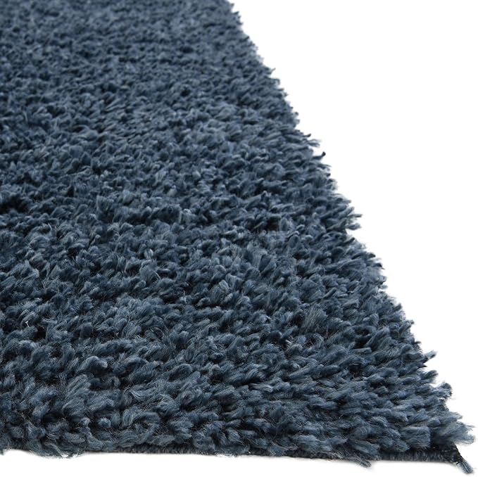 Unique Loom Davos Shag Collection Area Rug - Solid (2' 7" x 20' Runner, Marine Blue)