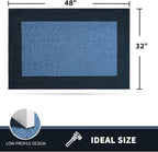 PURRUGS Dirt Trapping Door Mat 32" x 48", Non-Slip/Skid Machine Washable Entryway Rug, Shoes Scraper, Throw Rug, Super Absorbent Area Rug for Muddy Wet Shoes and Paws, Light Blue & Navy