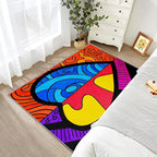 Abstract Rug, Colorful Pop Art Area Rug 6x8, Hippie Aesthetic Funky Low Pile Non Skip Carpets Home Decor #C126