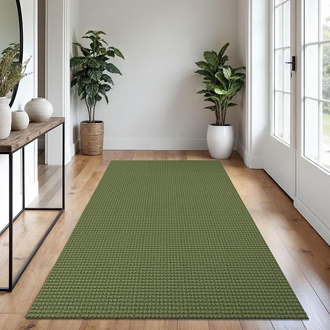 Braided Area Rug 4x6 Ft Washable Rugs for Entryway Non Slip Throw Rugs Boho Door Mat Indoor Entrance Cotton Bedroom Rug Woven Door Carpet for Foyer Bedroom Living Room, Green
