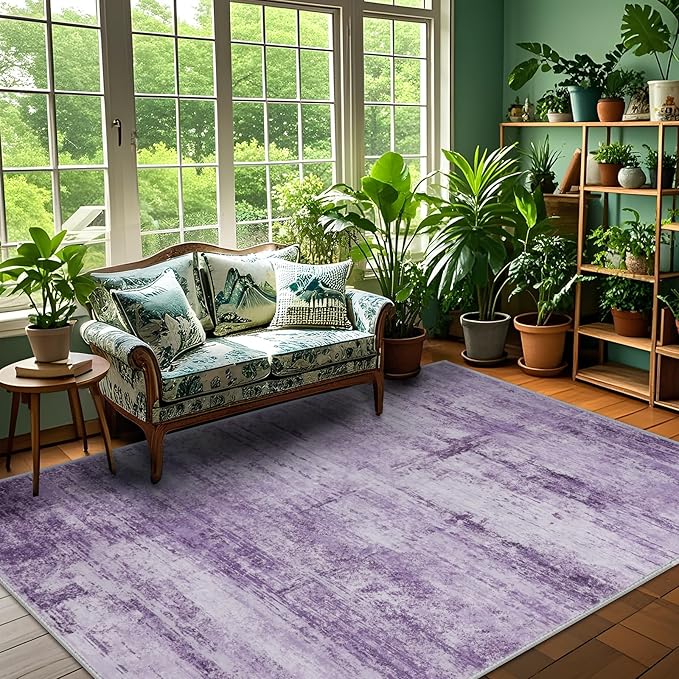 Abstract 6x9 Area Rug for Living Room Dining Room Home Office Bedroom Purple Grey