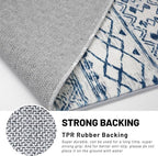 KUTA Moroccan 8x10 Rugs for Living Room Blue White, Washable Boho Area Rug Non-Slip, Ultra Soft Geometric Tribal Traditional Farmhouse Carpet for Dining Room Bedroom Dorm Office Home Decor