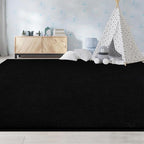 Large Area Rugs for Living Room Bedroom, 5x8 Feet Black Rug, Minimalist Modern Shag Rug, Soft Thick Comfy Memory Foam Indoor Carpet, Non-Slip Washable Rug for Boys Girls Dorm Nursery Room Home Decor