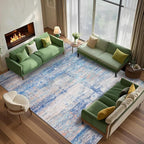Abstract 5x7 Area Rug for Living Room Dining Room Office Bedroom Blue