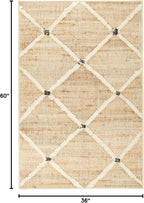 Dash and Albert Kali Machine Washable Area Rug - 3' x 5' Natural - Diamond Accent Rug - Anti-Slip Backing, Lightweight, Machine Washable, High Traffic Areas Kitchen, Mudroom, Laundry Room