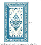 SOULFUL Medium Pile 3x5 Area Rug - Soft Foot Feel Small Entryway Rug - Blue Boho Floral - Washable Non-Slip - Perfect for Living Room Bedroom Foot Kids Room Reading Nook