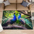 Peacock Rugs for Bedroom - 6x8 Rug, Peacock Couples Area Rugs for Living Room, Nature Carpet, Peafowl Washable Area Mat, Malachite Green Feather Carpet - Peafowl Home Decor & Gifts