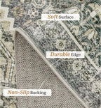 zesthome 8x10 Area Rugs for Living Room,Non-Slip Backing Washable Rugs,Vintage Large Area Rug，Stain Resistant Home Decor Rug (Wheat/Charcoal,8'x10')