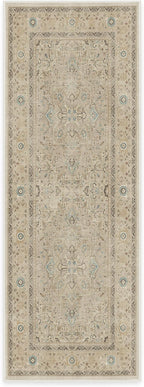 RUGGABLE Washable Vintage Runner Rug – Kamran Ivory Opal 2.5x7, Stain-Resistant, Non-Slip Hallway Runner – Machine Washable Rug for Hallway, Entryway, Living Room & Kitchen – with Standard Pad