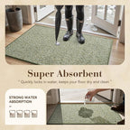 MontVoo Door Mat Indoor Entrance Doormat, Absorbent Durable Rubber Non Slip Front Door Mat for Inside Entry Entryway Dirt Trapper Welcome Mat, Green 24''x36''