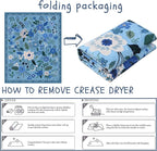 Rugcomf Bedroom Rug 3x5 Rug Washable Area Rug Non Slip Low Pile Boho Floral Small Carpet for Bedroom, Bedside, Kitchen, Entryway, Kids Room, Office, College Dorm Essentials for Girls(Blue)