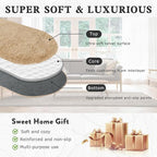 Soft Fluffy Area Rug for Bedroom, Fuzzy Shaggy Oval Throw Rugs for Bedside, Non-Slip Cozy Plush Shag Carpet for Kids Room Nursery Dorm Living Room, Beige, 2.6 x 5.3 Feet, 2 Packs