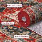 Enkor Runner Rugs for Hallway, 2x6 Washable Soft Boho Non Slip Floor Rugs for Kitchen, Modern Mat for Living Room Bedroom Entryway Red & Blue