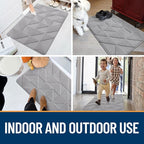 OLANLY Door Mats Indoor, Non-Slip, Absorbent, Dirt Resist, Entrance Washable Mat, Low-Profile Inside Entry Doormat for Entryway (47x20 inches, Grey)