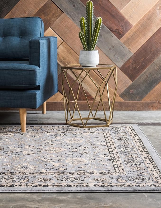 Rugs.com Yasmin Collection Rug – 8' x 10' Gray Medium Rug Perfect for Living Rooms, Large Dining Rooms, Open Floorplans