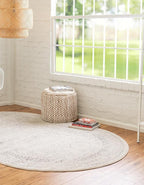 Unique Loom Isabella Collection Area Rug - Adjani (5' 1" x 8' Oval, White/ Blue)